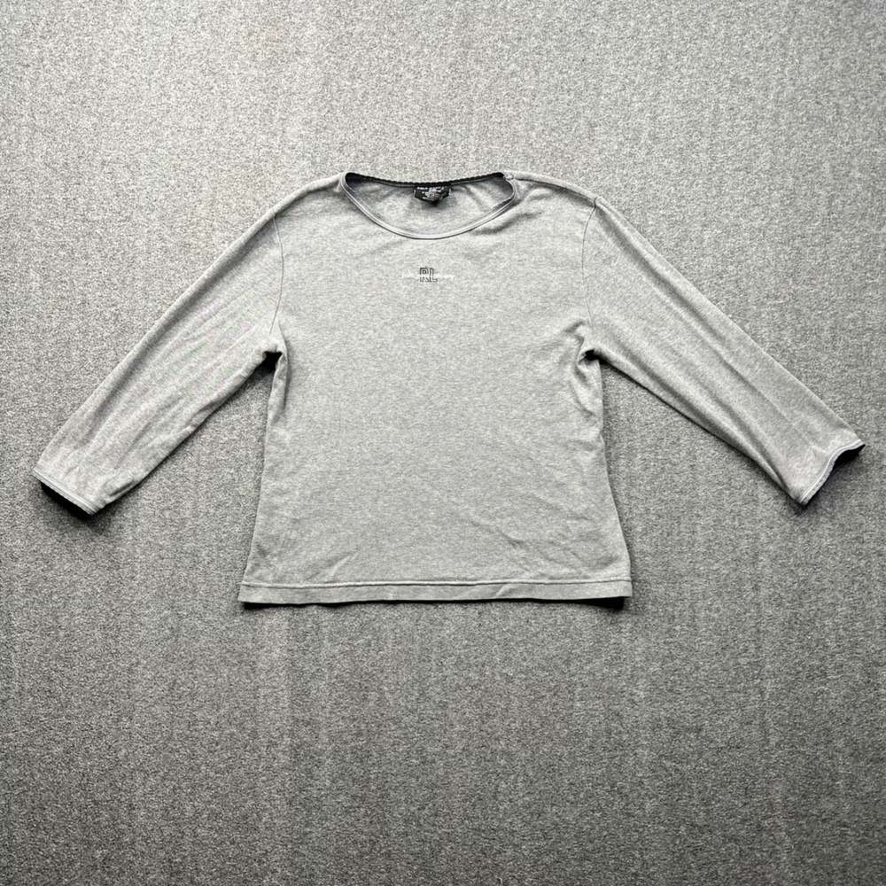 Polo Jeans Co Ralph Lauren Women M Gray Long Sleeve Embroidered Logo T-Shirt
